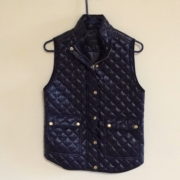 J. Crew Shiny Quilted Puffer Field Puffer Down Vest Metro Size XS - Picture 4 of 7